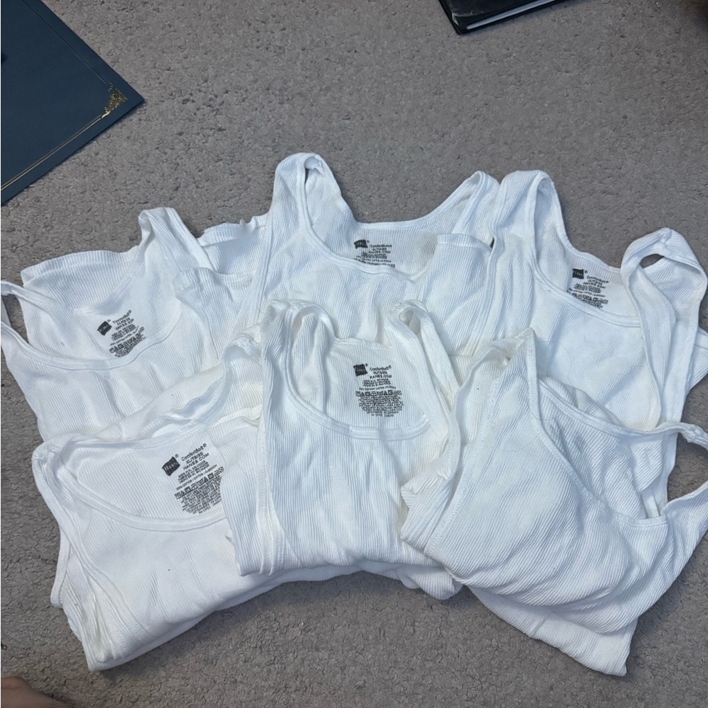 Hanes White Tank Tops Bundle 6